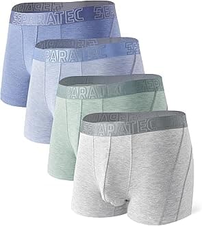 Separatec Mens Underwear Rayon Made from Bamboo Underwear Men, 3.5-Inch Legs Breathable Trunks for Men, 3-4 Pack