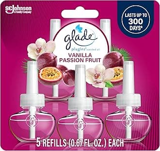 PlugIns Refills Air Freshener, Scented and Essential Oils for Home and Bathroom, Vanilla Passion Fruit, 3.35 Fl Oz, 5 Count