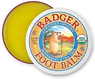 Badger Foot Balm, 100% Organic Foot Cream for Dry Cracked Heels and Feet, Fast Acting Foot Care for Women & Men, All-Natural Cracked Heel Treatment, .75 oz Tin