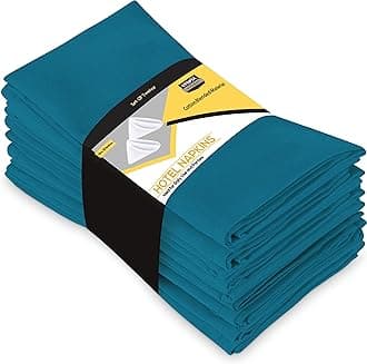 Utopia Kitchen Teal Cloth Napkins [12 Pack, 18x18 Inch] Cotton Blend Washable and Reusable Table Dinner Napkins for Hotel, Lunch, Restaurant, Weddings, Event and Parties