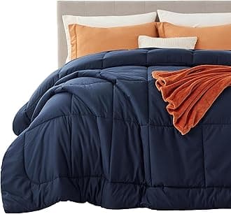 Comforter Duvet Insert - Quilted Comforters King Size, All Season Duvet, GentleSoft Down Alternative Bedding, with 8 Tabs, Gifts for Women/Men, Navy Blue, King 90 x 102 Inches