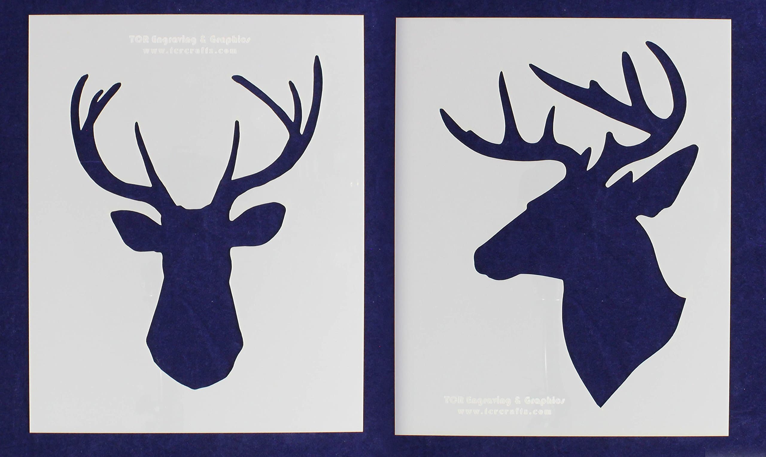 Buck-Deer Head Stencils - 2 Piece Set - 8 x 10 Inches