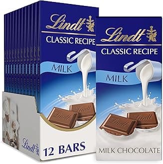 Lindt CLASSIC RECIPE Milk Chocolate Bar, Milk Chocolate Candy, 4.4 oz. (12 Pack)