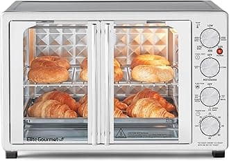 ETO4524 45L Countertop Convection Toaster Oven, French Doors, Adjustable Temperature & Timer, Bake, Roast, Broil, Toast, Includes Baking Pan, Rack, Rotisserie, Stainless Steel