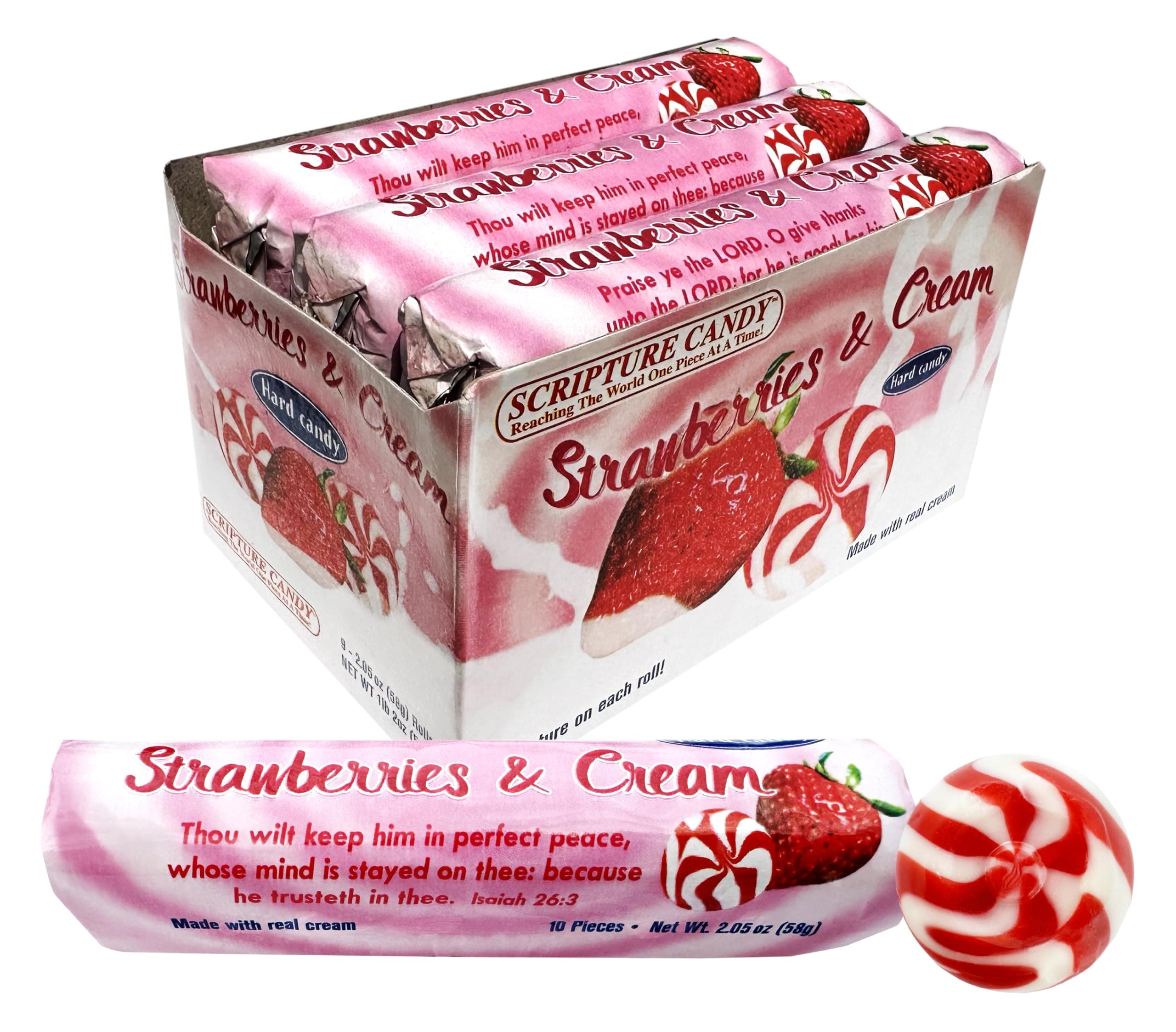 Strawberry & Cream Hard Candy Rolls, 9 Count