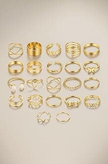 Shining Diva Fashion 22pcs Latest Stylish Stackable Kunckle Rings Set for Women and Girls Butterfly Heart Boho Gold and Silver Plated Rings