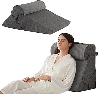 3Pcs Orthopedic Bed Wedge Pillow Set, Foam Wedge Pillow Post Surgery for Back, Leg and Knee Support, Adjustable 9&12 Inch Folding Triangle Pillow for Sleeping, Acid Reflux, Snoring, Dark Grey