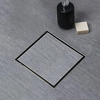 SaniteModar Square Shower Drain 4 inch Comes with Tiled Stealth and 304 Stainless Steel Brushed 2 in 1 Panels. The Shower Drain is Equipped Hair Filters and Threaded Joint with Rubber Seal