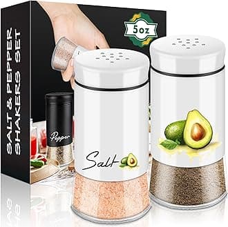 holoith Avocado Salt and Pepper Shakers Set,5 oz Glass Bottom Salt Pepper Shaker with Stainless Steel Lid Kitchen Decor and Accessories Refillable Design(Avocado)