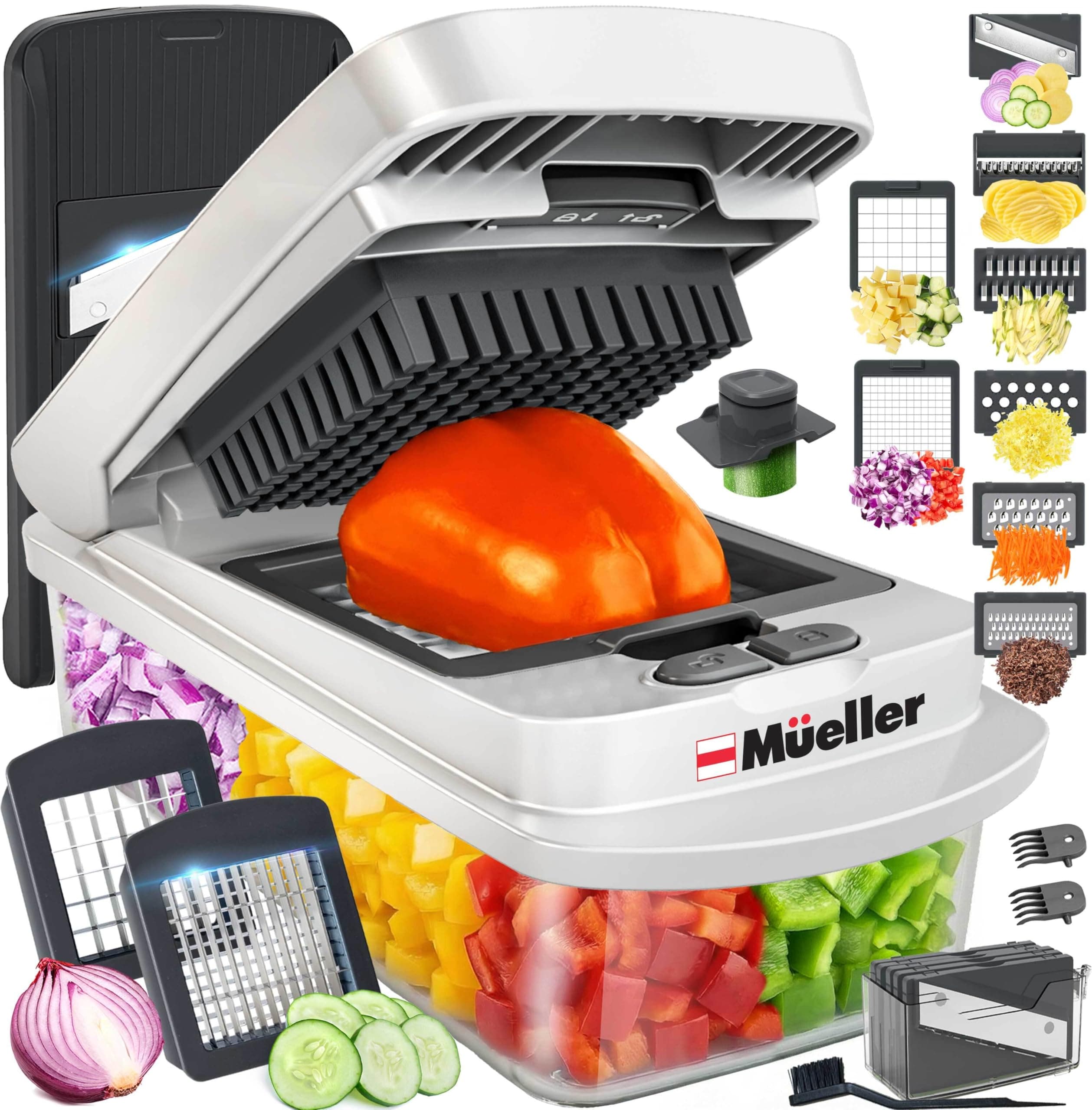Mueller The Real Original Pro Chopper since 2013 Vegetable Chopper Mandoline Slicer, 8 Blade Food Veggie Chopper Onion Vegetable Cutter with Container, Kitchen Gadgets & Essentials, (10 in 1)