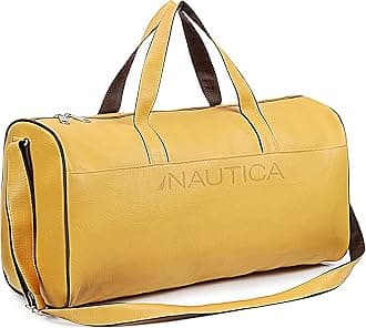 Nautica Unisex PU Duffle Bag for Travel | Stylish Leatherette Cabin Luggage | Compact, Comfortable & Spacious Hand Duffel Bag for Weekend Trips, Gym & Office | Suitable for Men and Women | Yellow