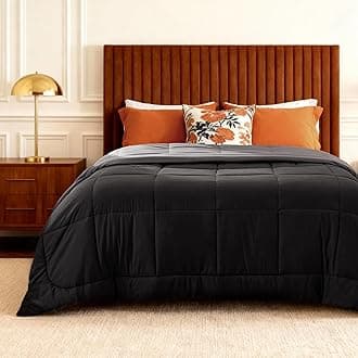 California King Reversible Comforter Duvet Insert - All Season Quilted Comforters Cal King Size, Down Alternative Bedding Comforter with Corner Tabs - Black/Grey