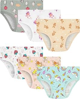 100% Cotton Girls Underwear Tagless Comfort Toddler Panties (6-Pack)