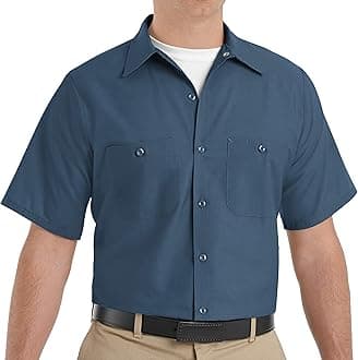 Red KapMen's Short Sleeve Enhanced Visibility Industrial Work Shirt
