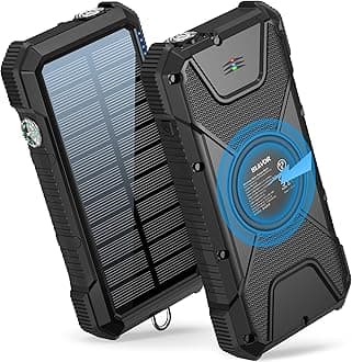 BLAVORSolar Power Bank, PD18W QC3.0 Fast Charging 10W Wireless Charger 20000mAh Solar Powered Powerbank with Type C Input/Output, IPX5 Waterproof, Camping Flashlight, Compass, CarabinerGlobal Recycled StandardGlobal Recycled StandardGlobal Recycled Standard