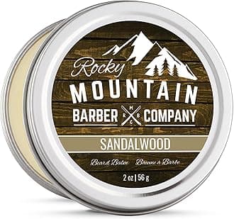Beard Balm – Sandalwood Blend - Rocky Mountain Barber – with Nutrient Rich Bees Wax, Jojoba, Shea Butter, Coconut Oil – Contains Real Sandalwood Essential Oil