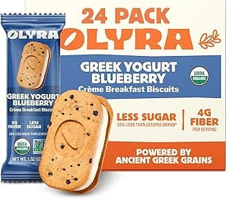 - Olyra Organic Snacks - Sandwich Breakfast Biscuits - Greek Yogurt - Healthy Snacks for Adults and Kids - Office Snack - Low Sugar - Vegan Cookies (Pack of 24)