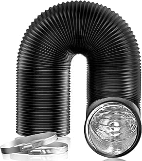 Hon&Guan 6 inch Air Duct - 16 FT Long, Black Flexible Ducting HVAC Ventilation Air Hose for Grow Tents And Ventilation System.