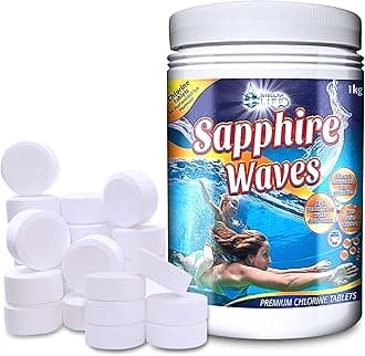 Sapphire Waves 1kg 50x20g Premium Chlorine Tablets for Hot Tubs & Swimming Pools