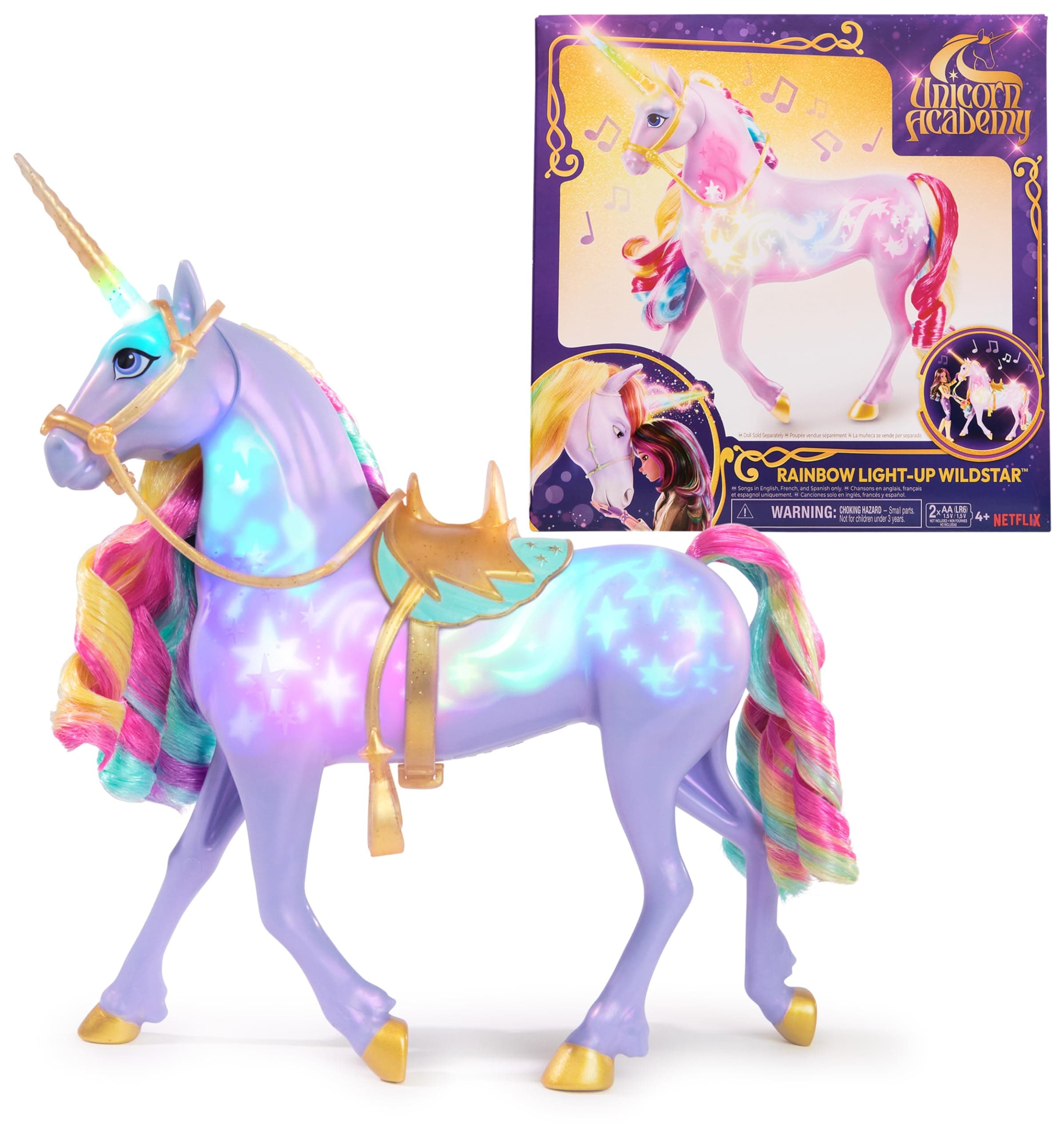 Unicorn Academy, Interactive Rainbow Light-up Wildstar with Lights, Sounds & Music, Easter Gifts Idea, Dolls & Unicorn Toys for Girls Ages 4 and up