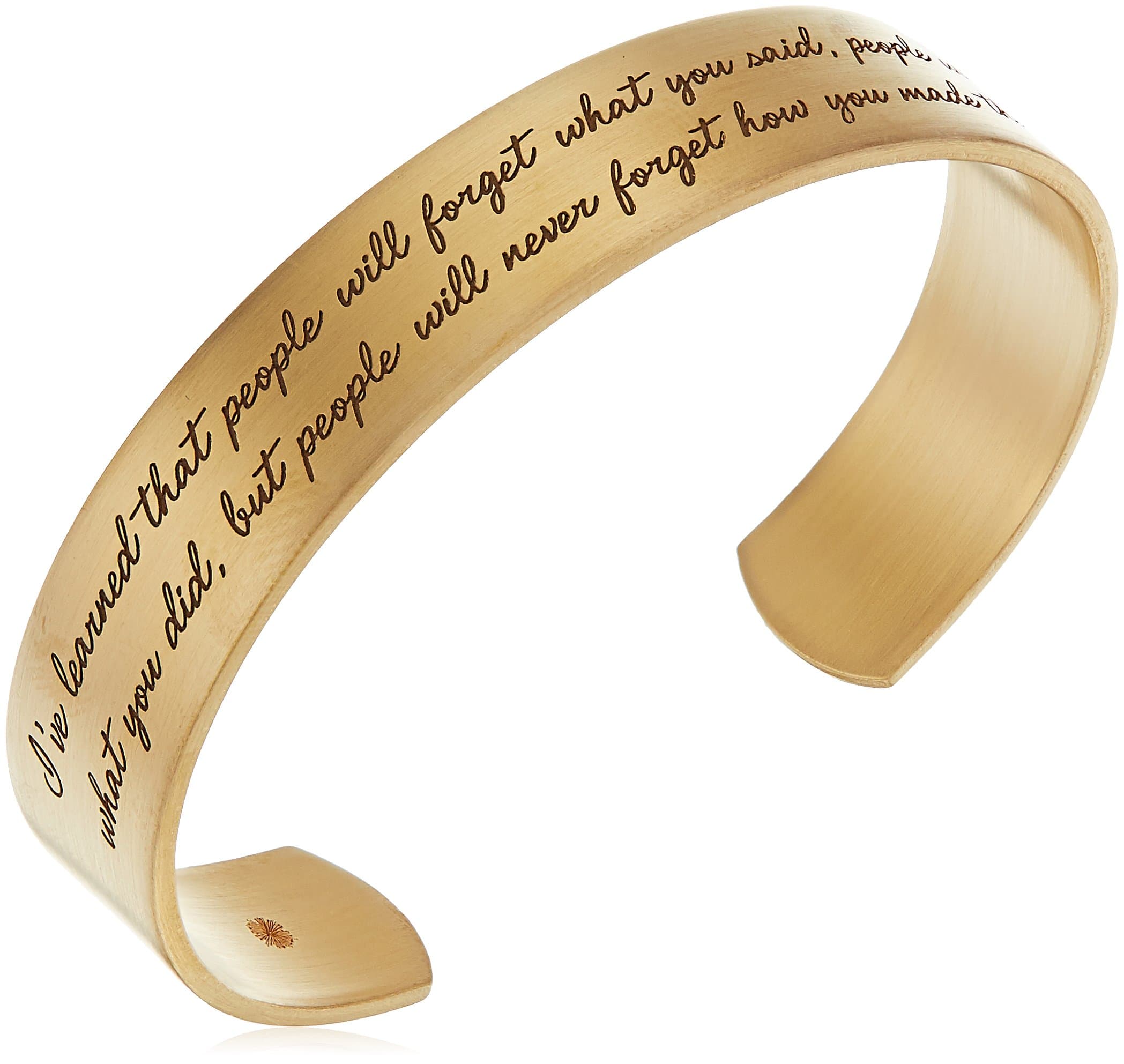 Dogeared "Maya Angelou" I've Learned That People Will Forget What You Said Medium Engraved Cuff Bracelet