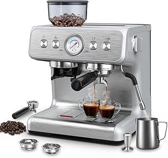 Electactic Espresso Coffee Machine With Built-in Grinder, Professional 15 Bar With Milk Frother, Stainless Steel, Removable Water Tank