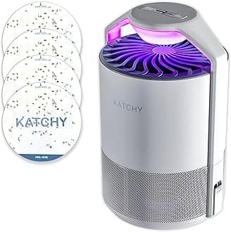 Indoor Insect and Flying Bugs Trap Fruit Fly Gnat Mosquito Killer with UV Light Fan Sticky Glue Boards No Zapper White