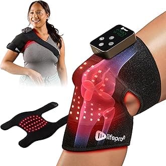 LifePro - Red Light Therapy for Knee Brace – Portable Knee Massager with 660nm Red & 850nm Infrared LEDs - Vibration & Pulsed Modes - Biorecover Rechargeable Light Therapy Device for Joint Wellness
