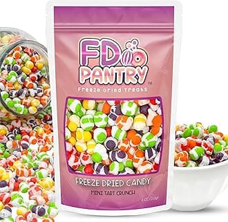 Freeze Dried Candy Tarts Mini Crunch- Light Crunchy Sweetness, 4 oz Flavors- Variety Mixed Fruit Punch. Tarts Mini Resealable Bag Freshness. Tangy Sweet