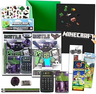 Minecraft School Supplies Value Pack - 9 Pc Bundle with Minecraft Folders, Notebook, and Stickers for Kids Boy Girls | Minecraft Back to School Supplies
