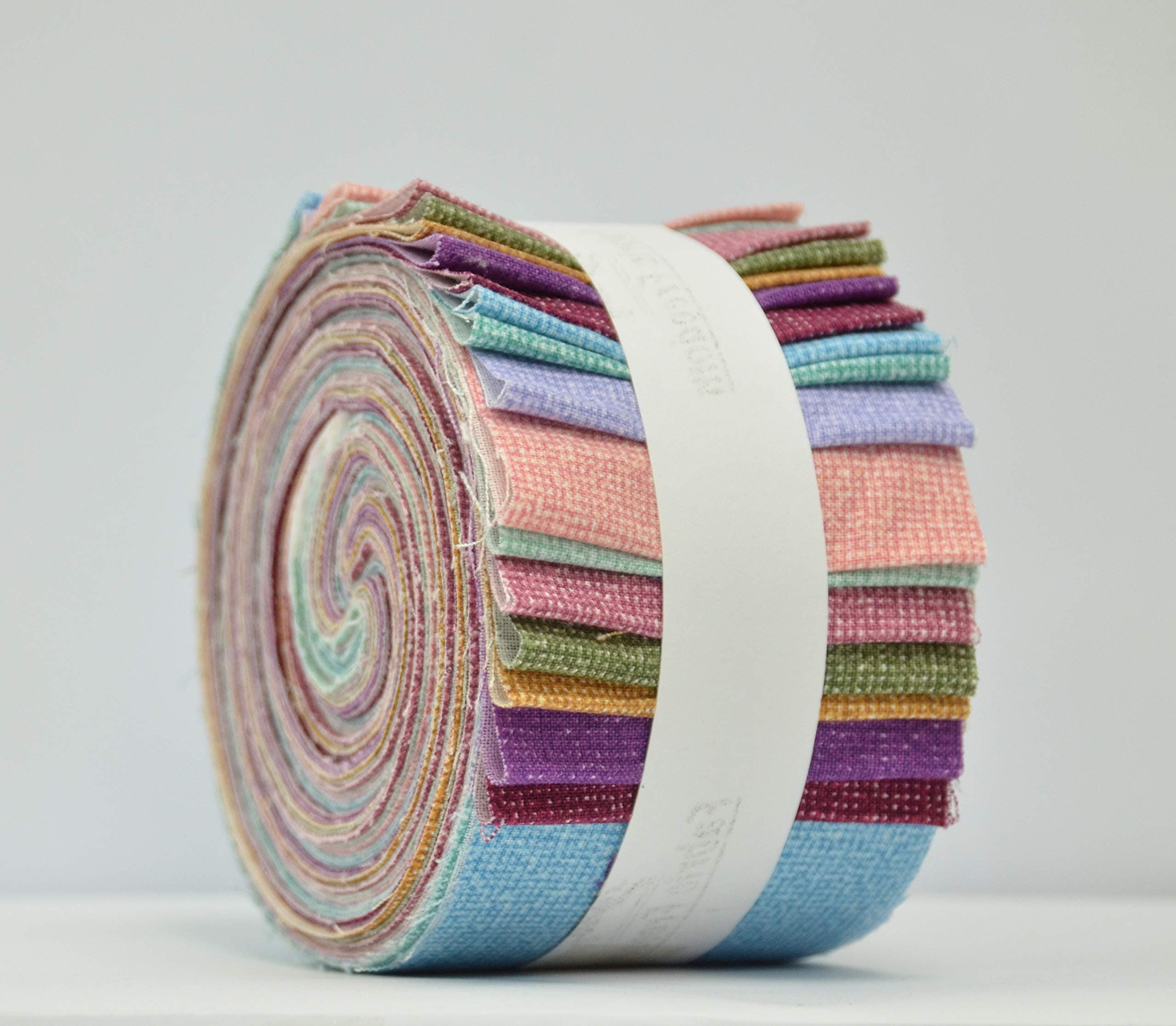 SEWCRAFTE Plain Check Jelly Rolls Fabric for Quilting, Patchwork, Craft, 100% Cotton Solid Colours - 20 Strips (2.5" W x 45" L)