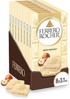 Premium Chocolate Bar, White Chocolate Bar with Hazelnut Filling, 8 Count, ​3.1 oz Each