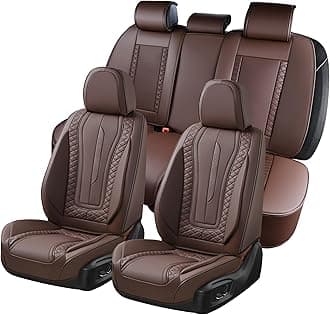 Coverado Car Seat Covers Full Set, Front Seat Cover and Back Seat Covers for Cars, Faux Leather Waterproof Seat Covers, Car Seat Protectors, Automotive Seat Covers Universal Fit Most Vehicles Coffee