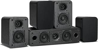 5.0 Channel Surround Sound Systems for Home Theater | 160 Watts Peak Power | Passive Speakers with Black Classic Retro Wood Grain | Amplifier or Receiver Required | Cable Not Included