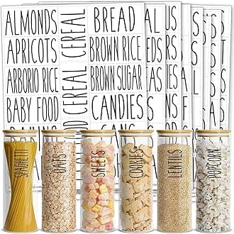 Talented Kitchen Kitchen Adhesive Labels - Waterproof Labels for Storage Bins - Pantry & Jar Stickers for Spices - Pack of 136, 2 x 3 in, Black Text on Clear Vinyl