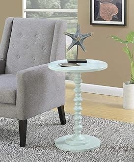 Assembly Round Coffee End Tables for Living Room, Accent Furniture Pedestal Table, Nightstand Decor Side Tables for Bedroom-White