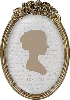 Sunlit Vintage Picture Frame 4x6 Inch, Oval Antique Photo Frames with Glass Front, Luxury Photo Display, Tabletop Wall Hanging, Gift Ideas, Bronze Rose