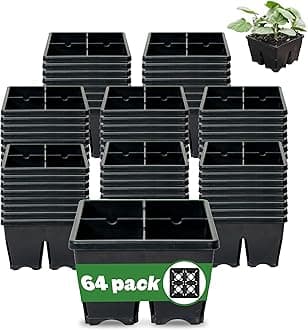 Epic Gardening Reusable Seed Starter Tray - 4 Cell 4"/64 Seedling Starter Trays - Easy Watering, Indoor Greenhouse, Plant Starter, Gardener-Friendly for Seedlings | UV-Treated & BPA-Free - Black