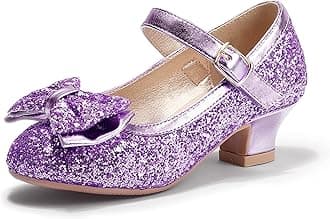 PANDANINJIA Girls Toddler/Little Kid Jada Dress Mary Jane Pumps Bow Low Heels Party Wedding Princess Shoes