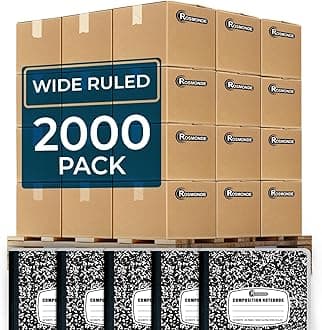 Rosmonde 2000 Pack (Pallet) Composition Notebooks Bulk, Wide Ruled, Full Pallet of Notebooks, 100 Sheets (200 Pages), 9-3/4 x 7-1/2, Bulk Notebooks for School, Bulk Office Notebooks, 4-7 Days Transit