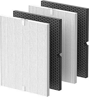 Smilyan 2 Sets 116130 HEPA Replacement Filter H for Winix 5500-2 Plasmawave Air Purifier and Models AM80, Includes 2 Pack Ture HEPA Filters + 2 Pack Activated Carbon Pre-Filters
