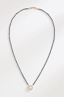 Rose Gold Austrian Diamonds & Artificial Beads Embellished Mangalsutra For Women-ZPFK16908