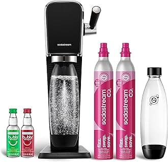 Art Sparkling Water Maker Bundle (Black), with CO2, Dishwasher Safe Bottles, and Bubly Drops Flavors