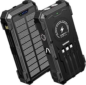 Solar Charger Power Bank, 42800mAh Wireless Portable Charger with USB-C in/Output, QC3.0 Fast Charging 15W 4 Ports Outdoor Battery Pack Built-in Dual Led Flashlights for iPhone Samsung etc