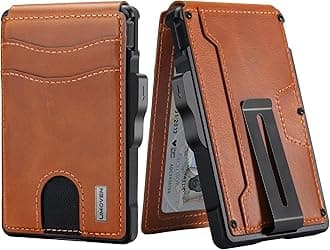 umoven Wallet for Men - with Money Clip Slim Leather Slots Credit Card Holder RFID Blocking Bifold Minimalist Wallet (Top Layer Leather-Sienna Brown)