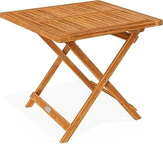 Wooden Garden Side Table | Coffee Bistro End Table | Folding Furniture | Solid Acacia Wood | 70x70x73cm | Fold Up Square Patio Balcony Outdoor | Weather-Resistant