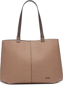 Calvin Klein Womens Granite Geometric Tote Bag – Vegan Leather, Monogram, 3 Pockets Calvin Klein Granite Geometric Tote