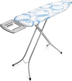 Brabantia - Ironing Board B - with Solid Steam Iron Rest - Triple-Layer PerfectFlow Cover - Adjustable in Height - Non-Slip Rubber Feet - Foldable - Bubbles - 124x38 cm