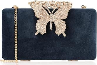 Dexmay Rhinestone Clutch Bag with Crystal Butterfly Clasp Women Evening Handbag Formal Party Purse