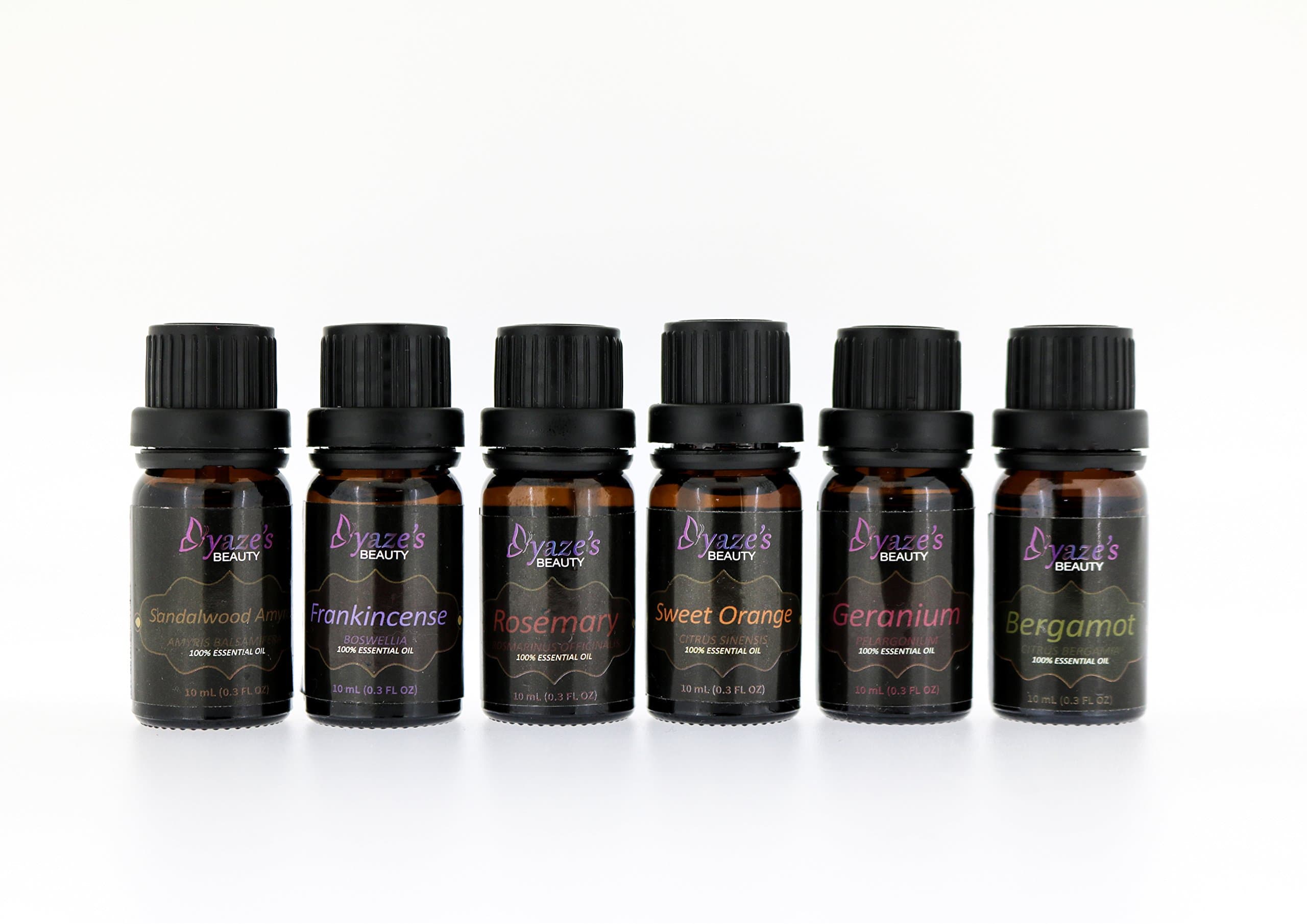 Aromatherapy Essential Oils 6 x 10ml Gift Set - 100% Pure Oils kit - Sandalwood, Frankincense, Rosemary, Sweet Orange, Geranium, Bergamot